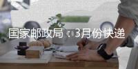 国家邮政局
：3月份快递业务量完成166.6亿件 同比增20.3%